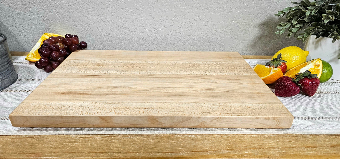 Maple, Cherry, or Walnut Edge Grain Cutting Board with Chamfered Edges | Juice Groove Add-On Option