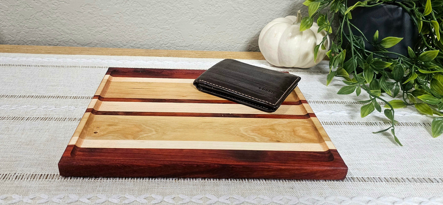 Exotic Catch All Tray made with African Padauk, Cherry and Maple | Desk Organizer