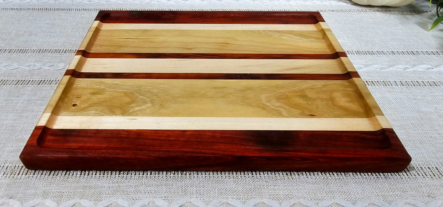 Exotic Catch All Tray made with African Padauk, Cherry and Maple | Desk Organizer
