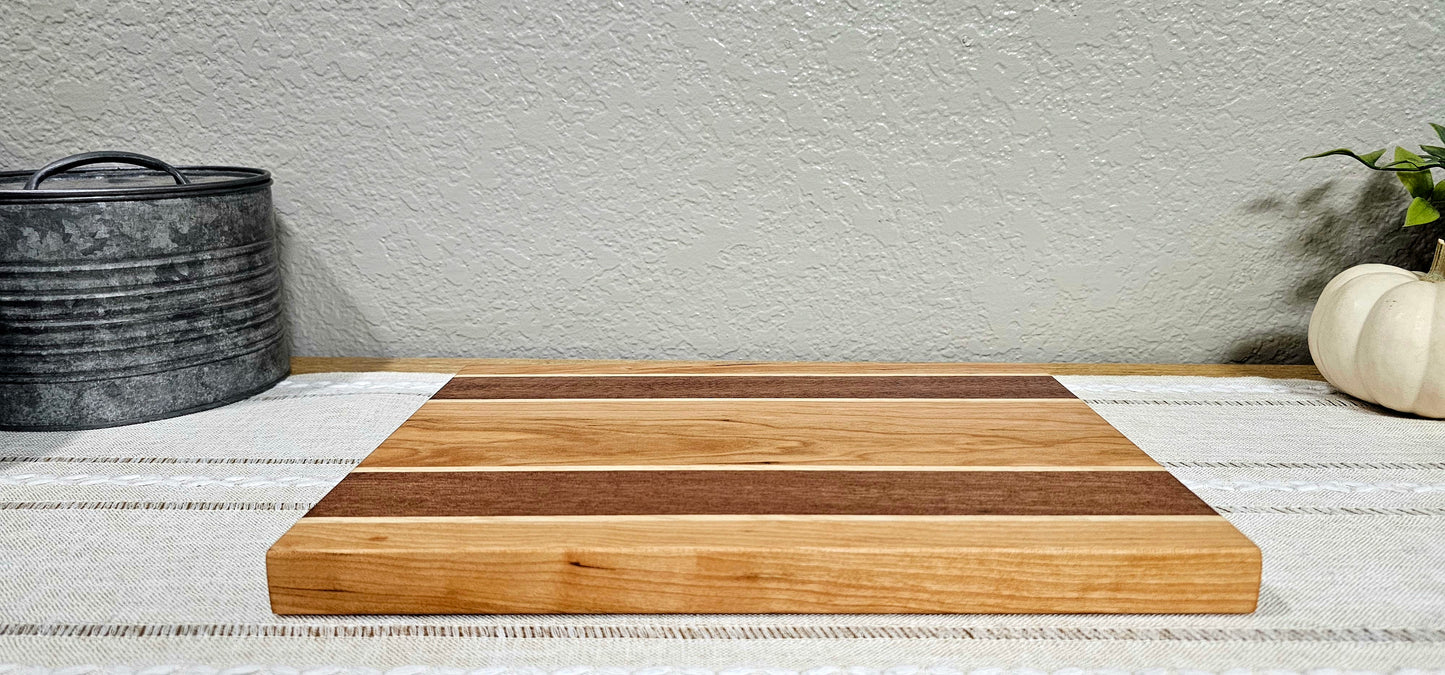 Patterned Cutting Board | African Sapele, Maple, & Cherry Woods