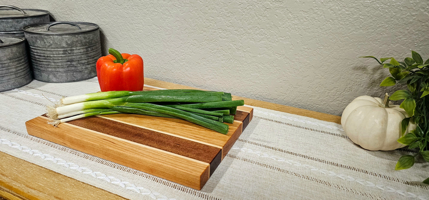 Patterned Cutting Board | African Sapele, Maple, & Cherry Woods