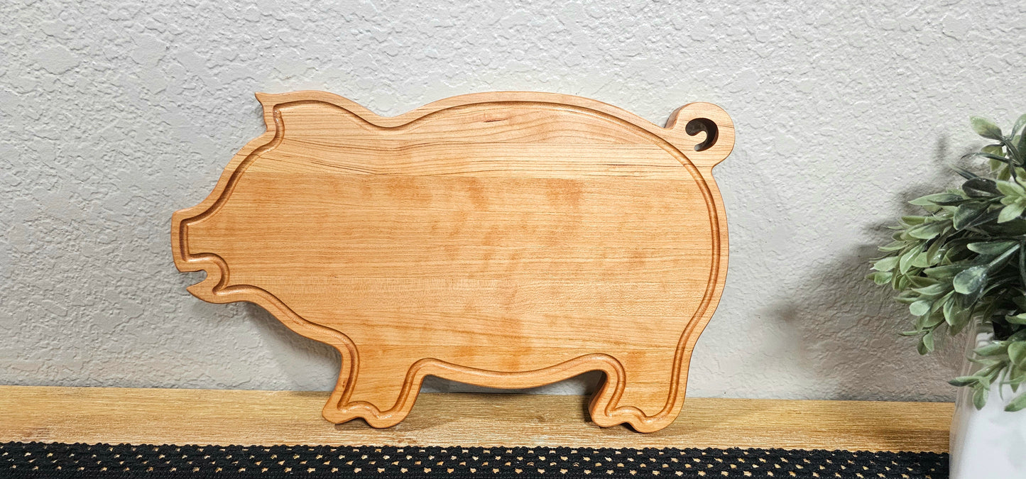 Pig Shaped Cutting Board in Cherry Wood
