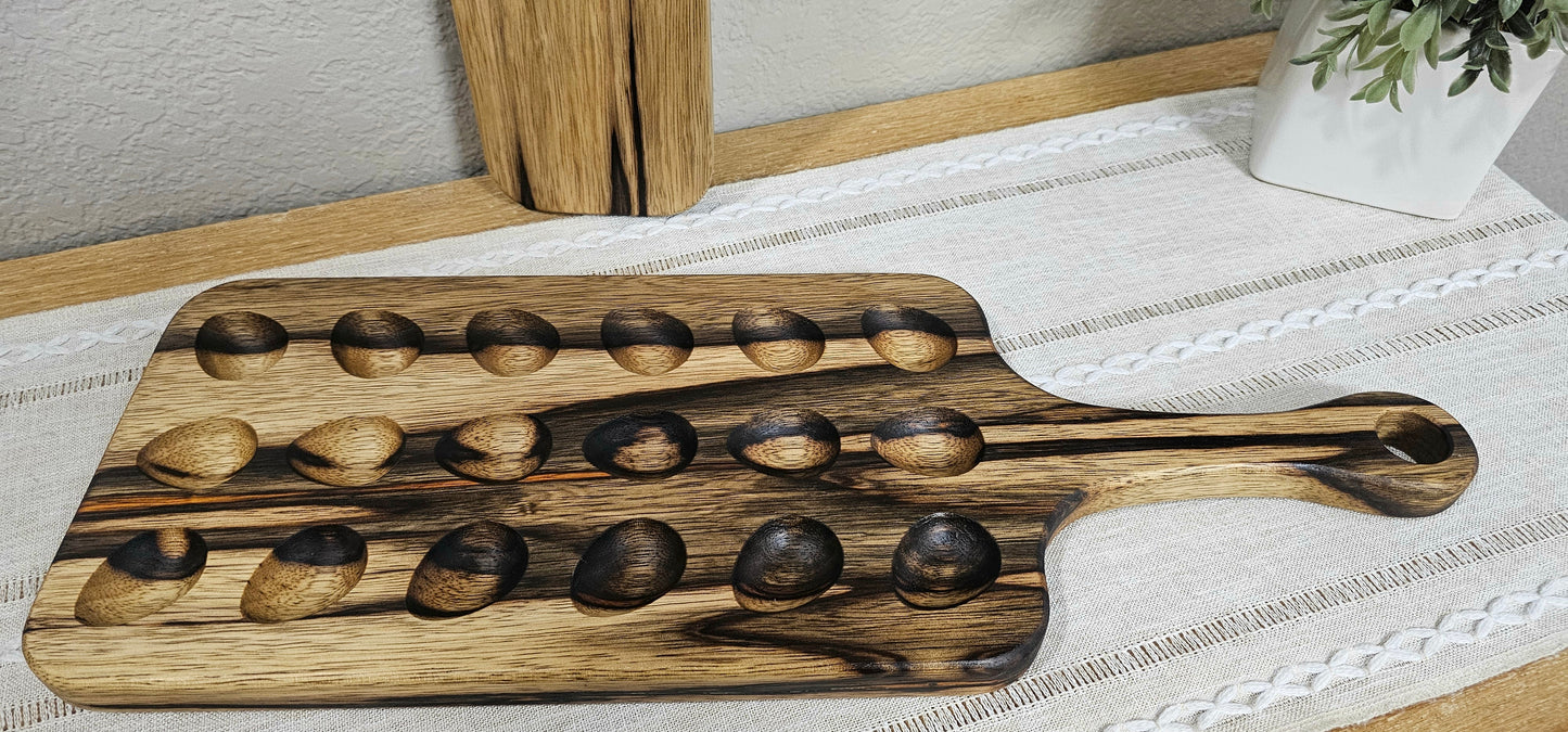 Deviled Egg Charcuterie Board in Black Limba Wood 12 Count Or 18 Count | Reversible | Made To Order