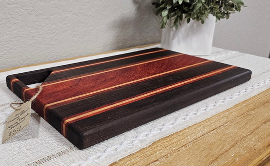 Cutting Board With Handle | Peruvian Walnut, Cherry, African Sapele, & African Padauk