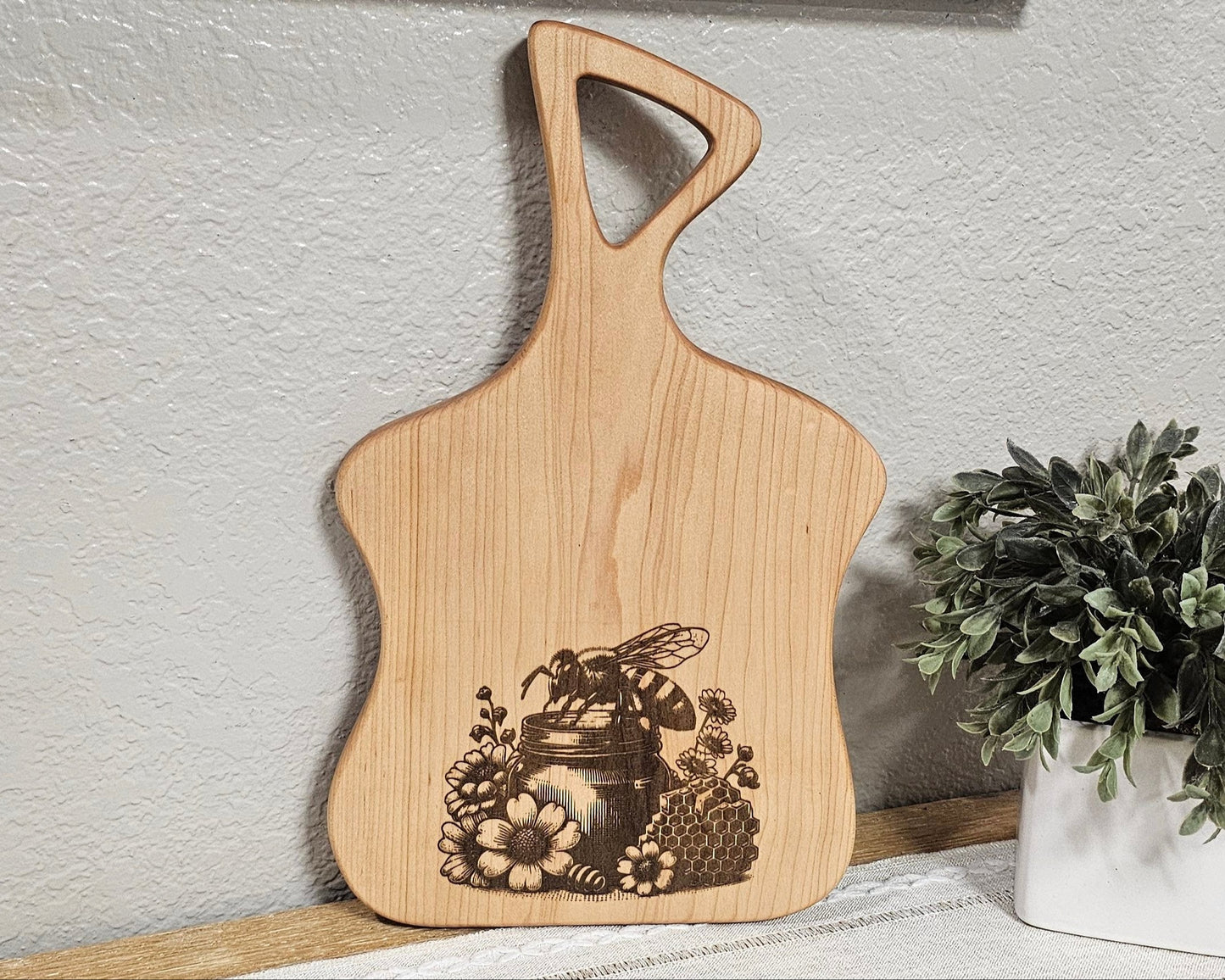 Maple Charcuterie Board with Honeybee Laser Engraved Design