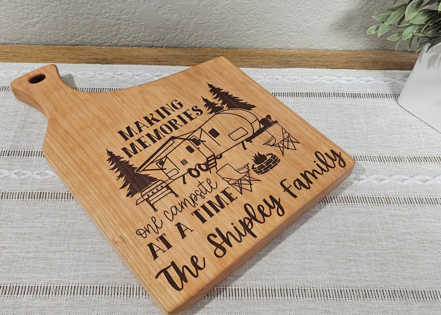 Campsite & Personalized Name Laser Engraving Charcuterie Board