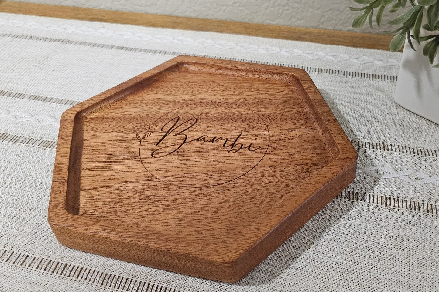 Personalized Wooden Tray | Catch All Tray | Desk Organizer | Wreath & Name
