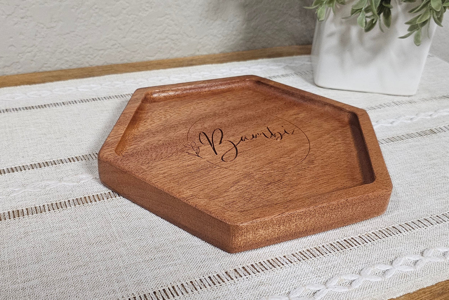 Personalized Wooden Tray | Catch All Tray | Desk Organizer | Wreath & Name