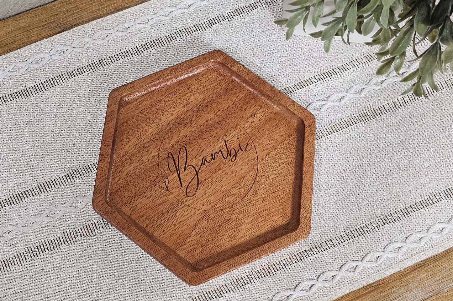 Personalized Wooden Tray | Catch All Tray | Desk Organizer | Wreath & Name