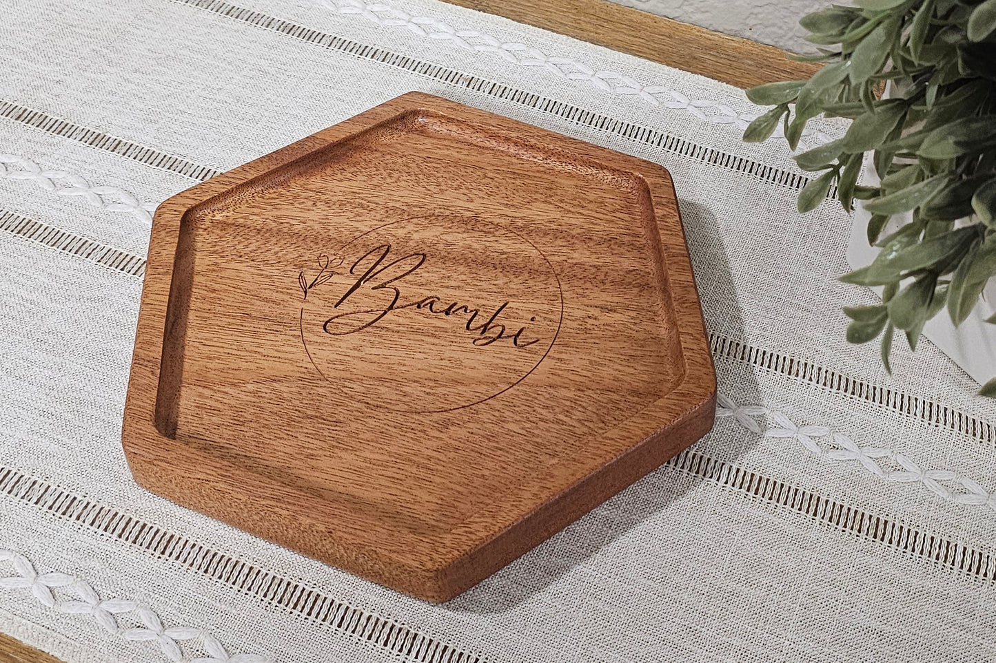 Personalized Wooden Tray | Catch All Tray | Desk Organizer | Wreath & Name