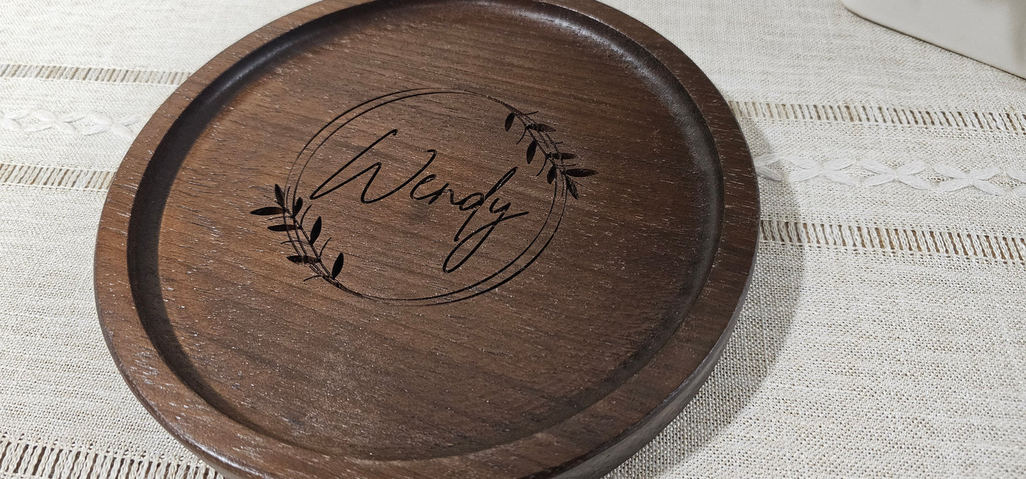Personalized Wooden Tray | Catch All Tray | Desk Organizer | Initial & Name Split Monogram