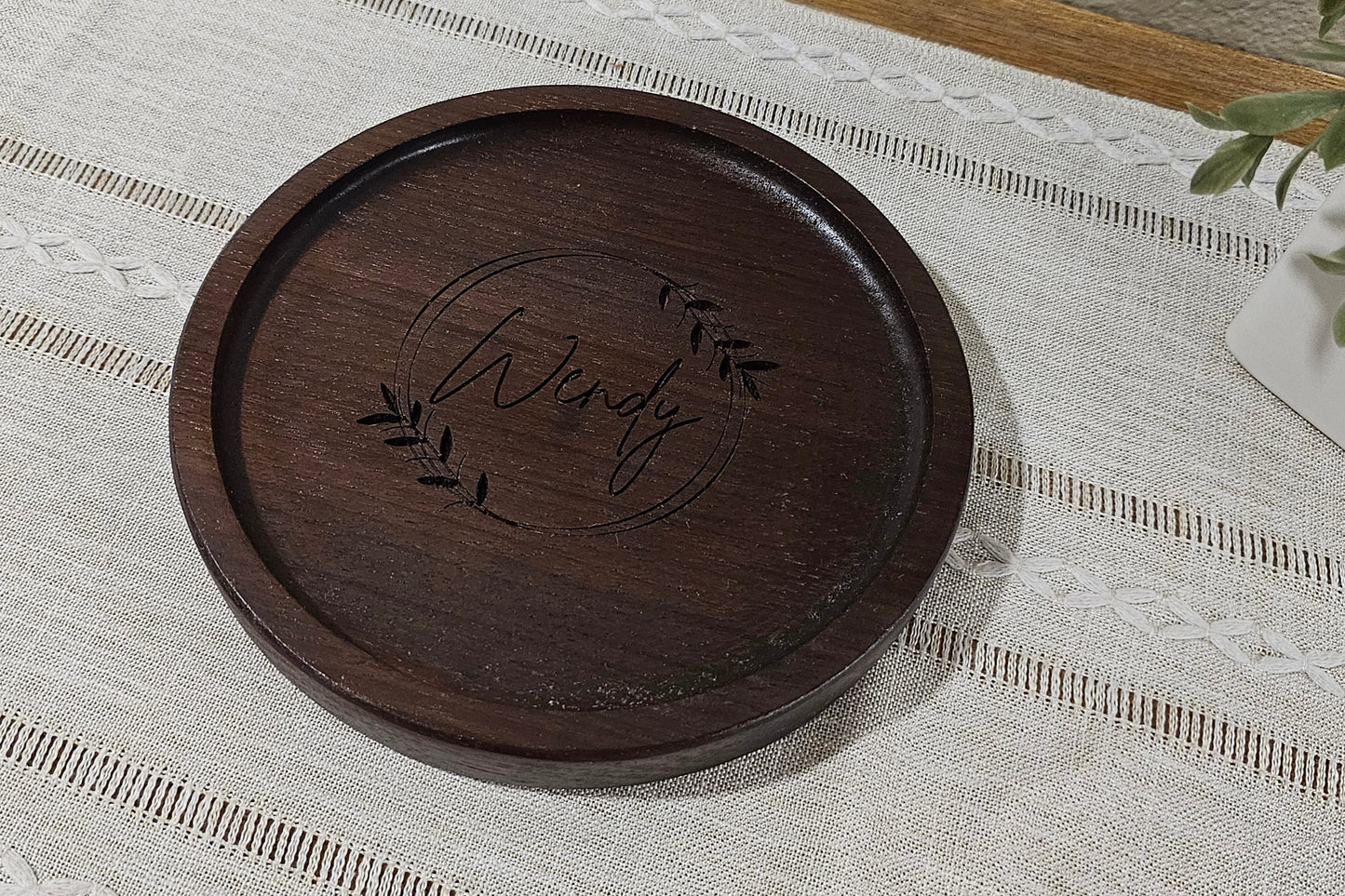 Personalized Wooden Tray | Catch All Tray | Desk Organizer | Initial & Name Split Monogram