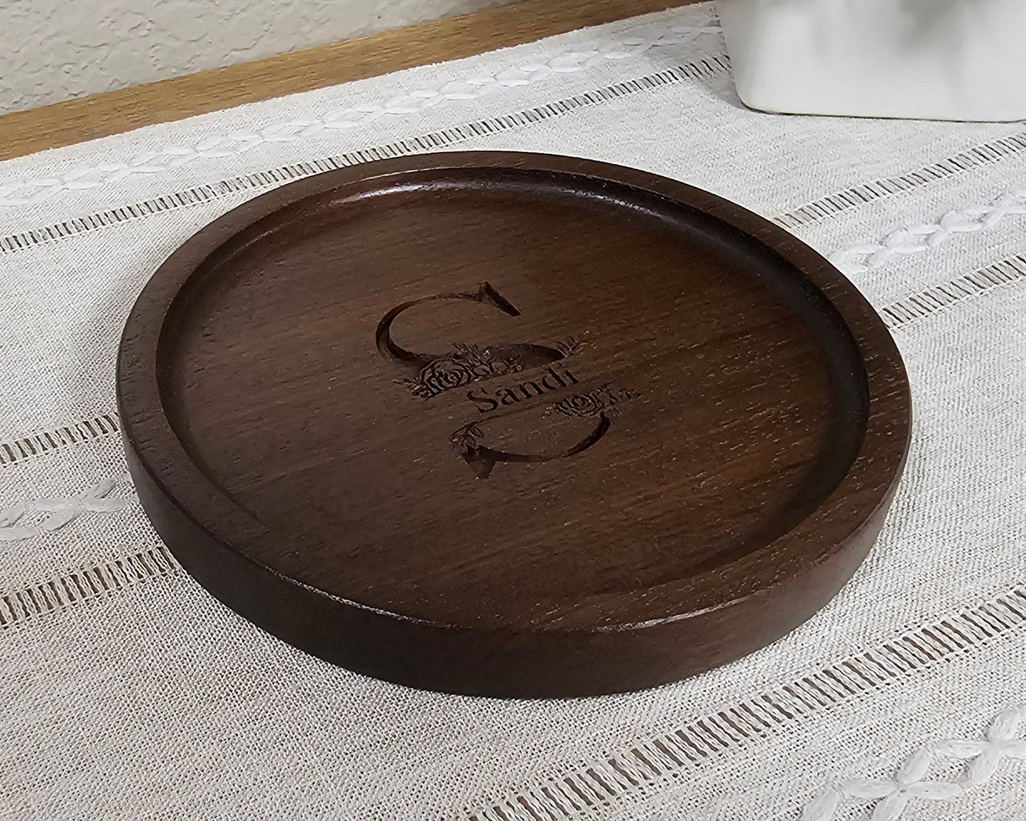 Personalized Wooden Tray | Catch All Tray | Desk Organizer | Initial & Name Split Monogram