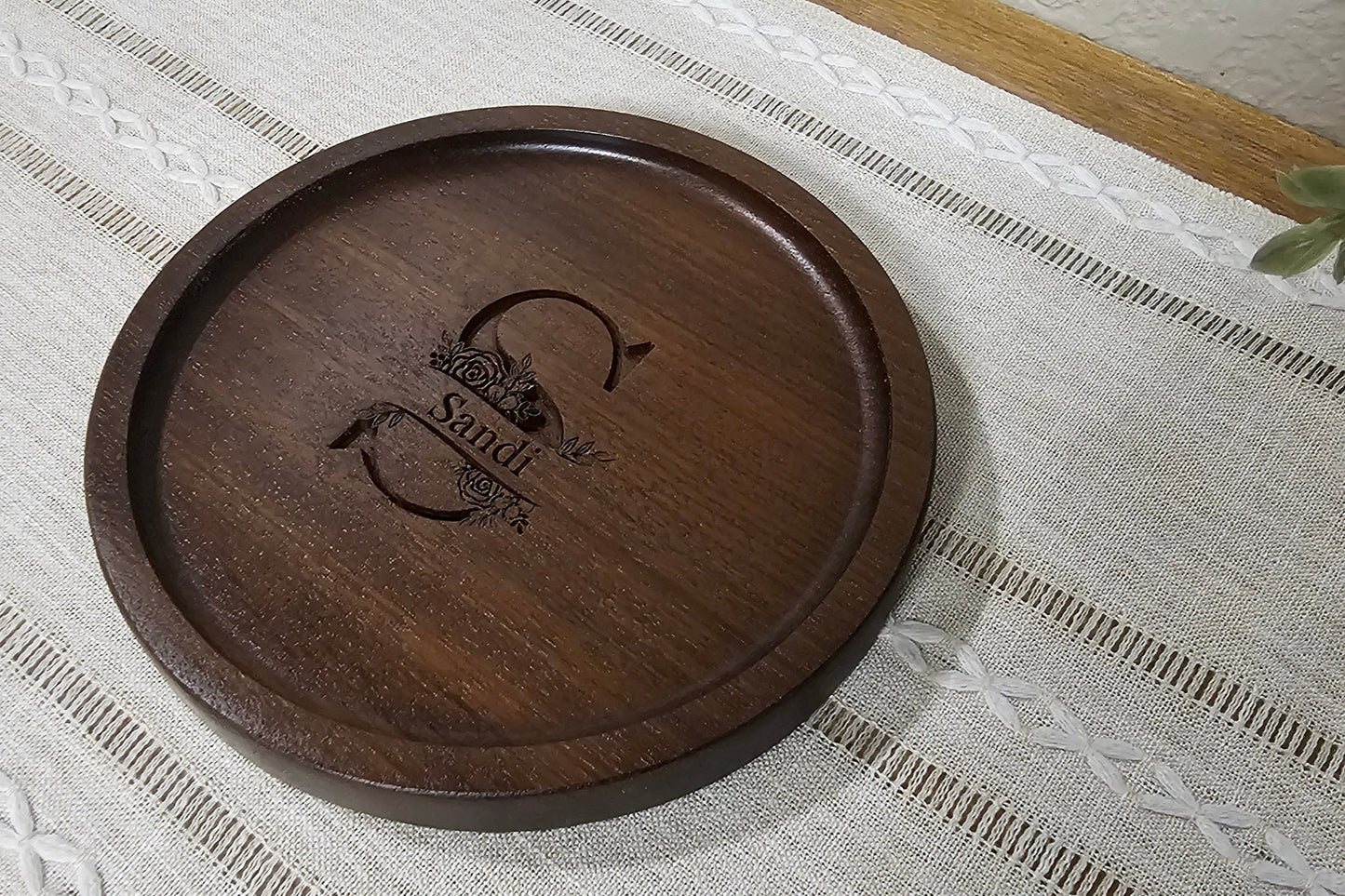 Personalized Wooden Tray | Catch All Tray | Desk Organizer | Initial & Name Split Monogram