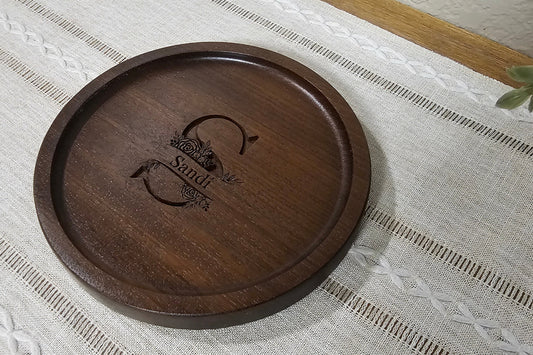 Personalized Wooden Tray | Catch All Tray | Desk Organizer | Initial & Name Split Monogram