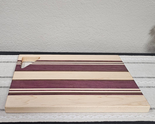 Cutting Board With Handle | | Maple, Walnut, & Purpleheart Woods