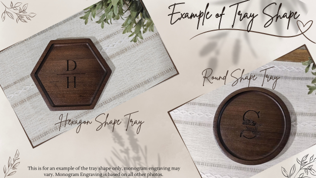 Personalized Wooden Hexagon Tray | Catch All Tray | Desk Organizer | Inital & Name Split Monogram
