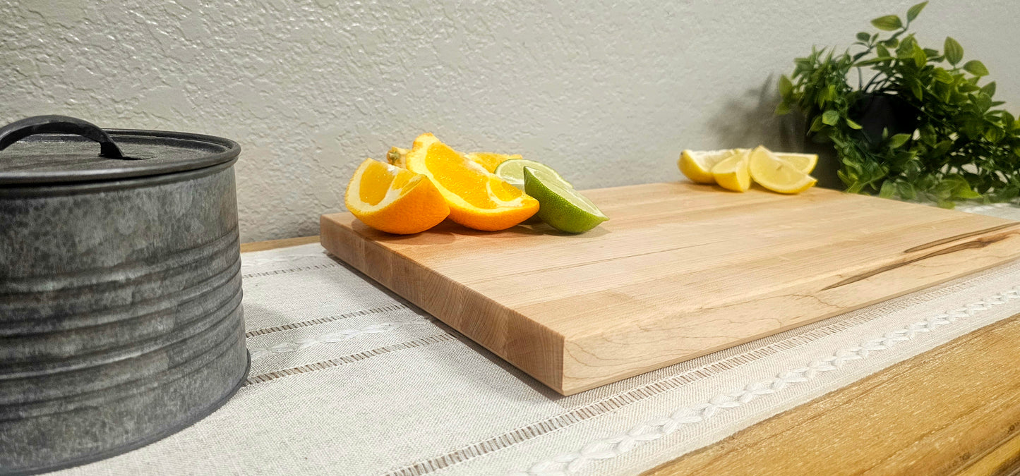 Medium Maple Edge Grain Cutting Board with Chamfered Edges