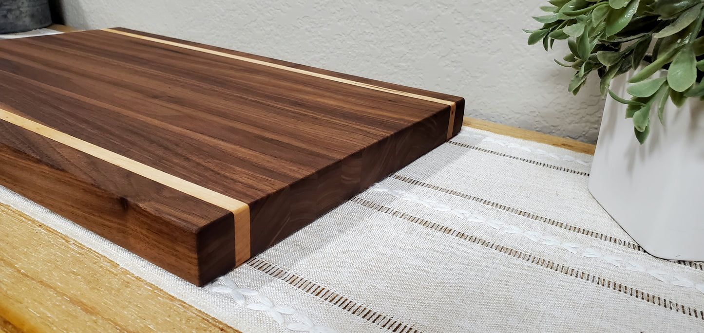 Reversible Large Premium Walnut Cutting Board with Maple Accents