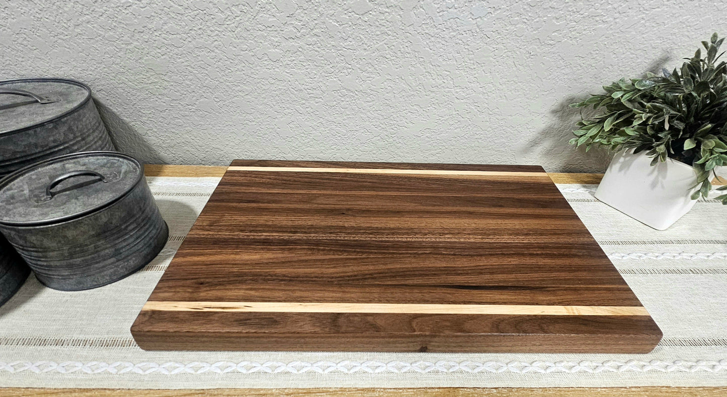 Reversible Large Premium Walnut Cutting Board with Maple Accents