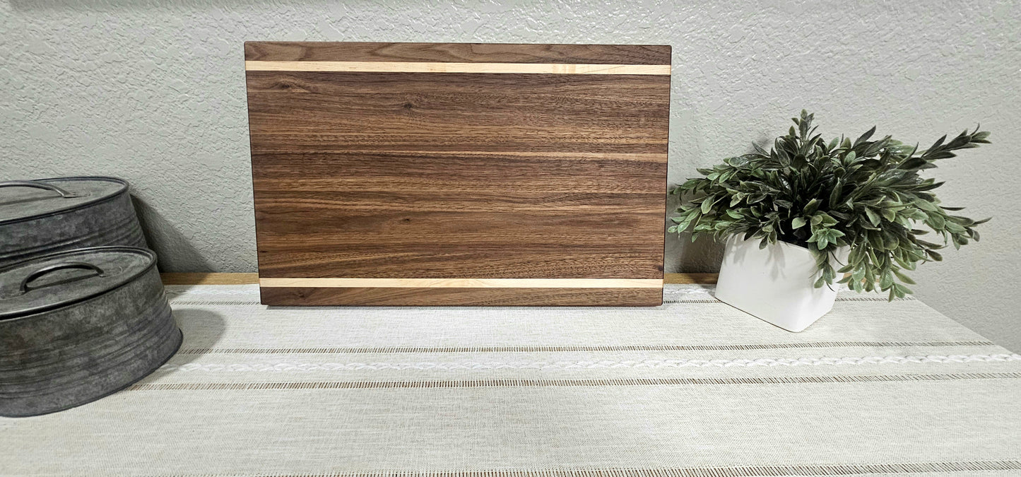 Reversible Large Premium Walnut Cutting Board with Maple Accents