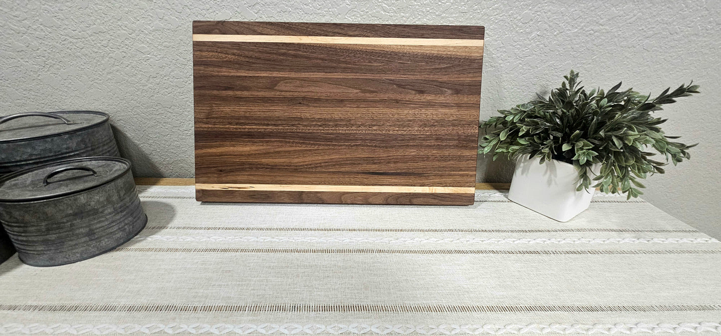 Reversible Large Premium Walnut Cutting Board with Maple Accents