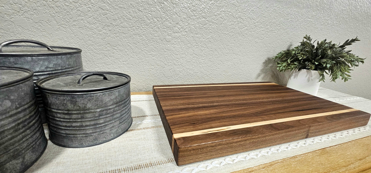 Reversible Large Premium Walnut Cutting Board with Maple Accents