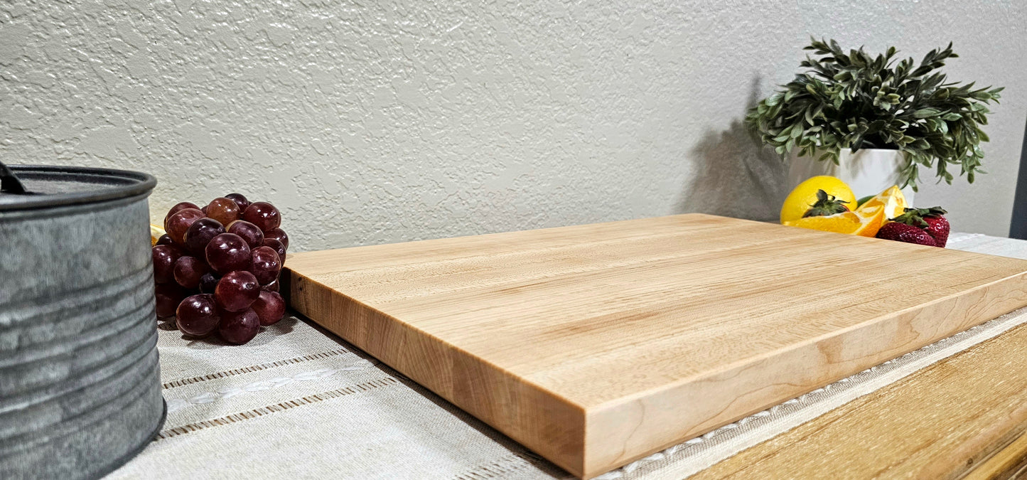 Large Maple Edge Grain Cutting Board with Chamfered Edges