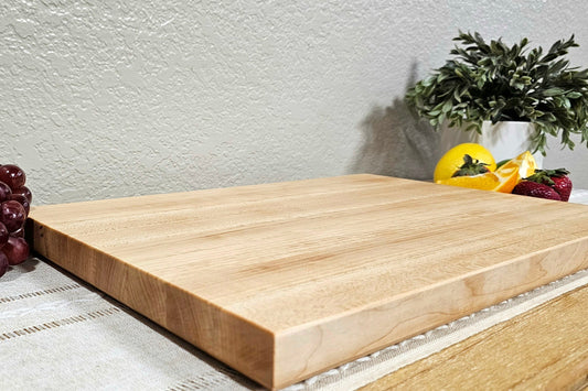 Maple, Cherry, or Walnut Edge Grain Cutting Board with Chamfered Edges | Juice Groove Add-On Option