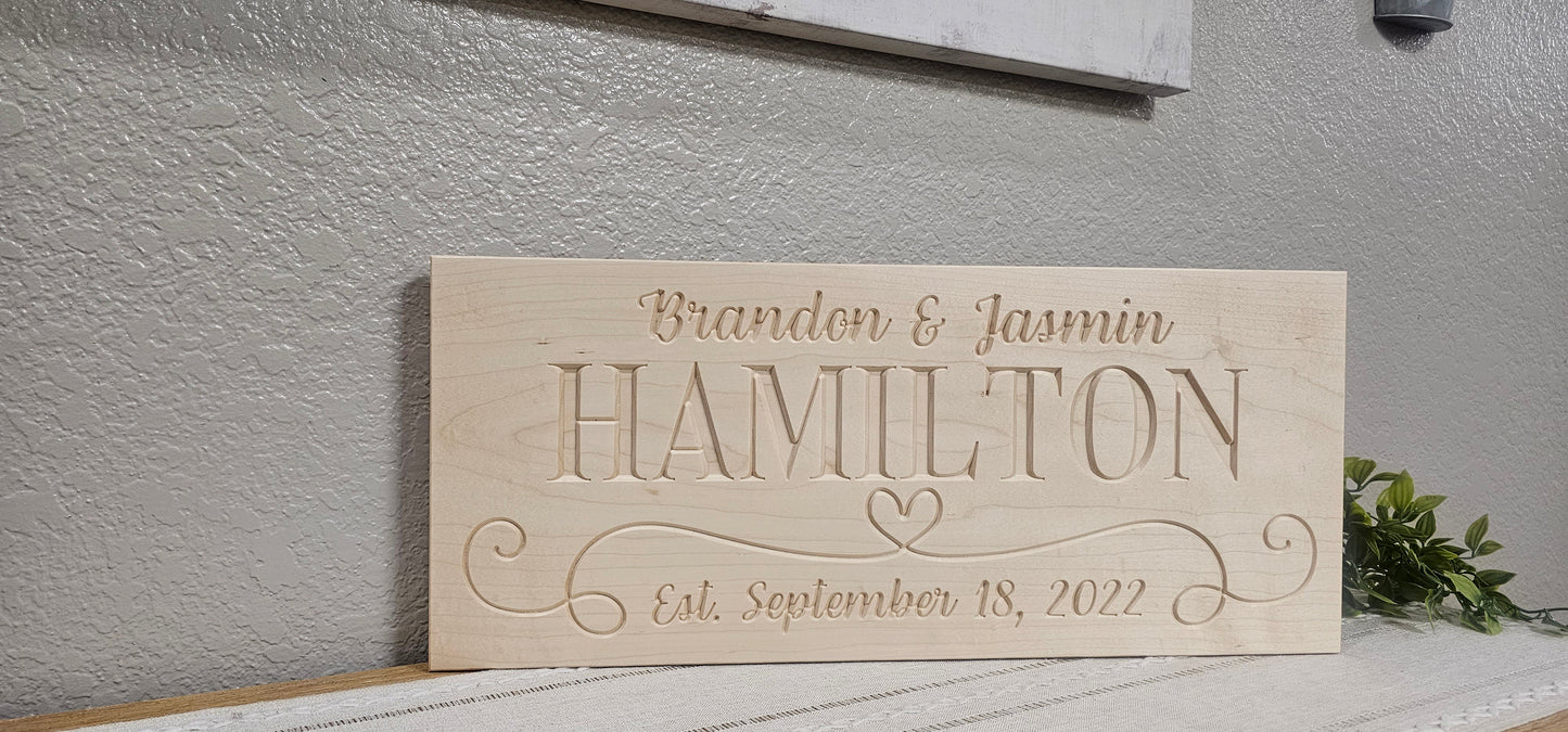 Personalized Engraved Sign | Couples | Wedding | Anniversary | Holdiay Gift