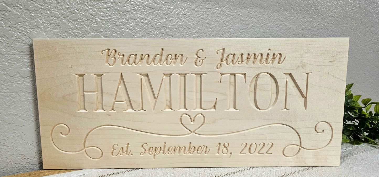 Personalized Engraved Sign | Couples | Wedding | Anniversary | Holdiay Gift