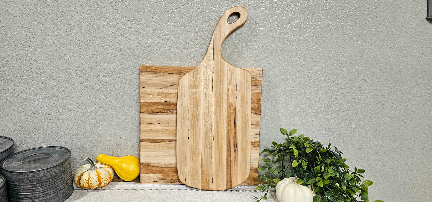 Edge Grain Maple Square Cutting Board & Charcuterie Board Set