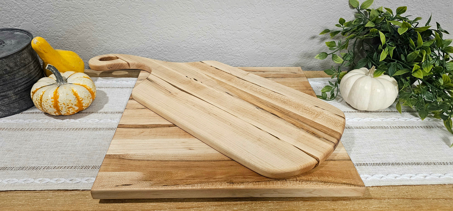 Edge Grain Maple Square Cutting Board & Charcuterie Board Set