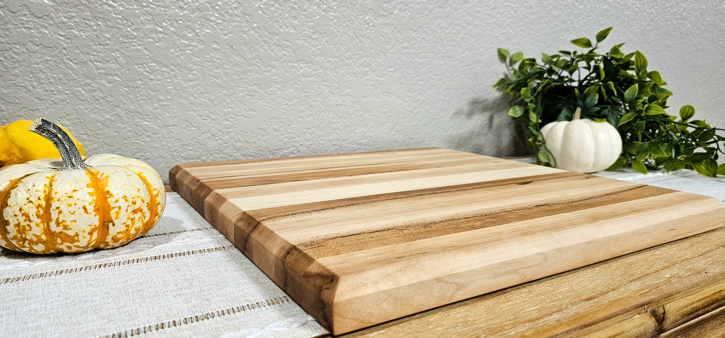 Edge Grain Maple Square Cutting Board & Charcuterie Board Set