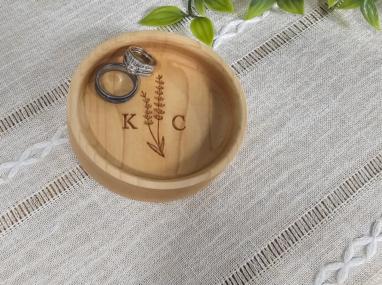 Jewelry Bowl with Personalized Engraving Add-On | 4 Engraving Options |Cherry, Walnut, or Maple Wood | Engagement, Wedding, Anniversary, & Holiday Gift Item