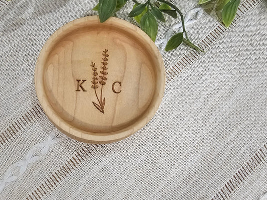 Jewelry Bowl with Personalized Engraving Add-On | 4 Engraving Options |Cherry, Walnut, or Maple Wood | Engagement, Wedding, Anniversary, & Holiday Gift Item