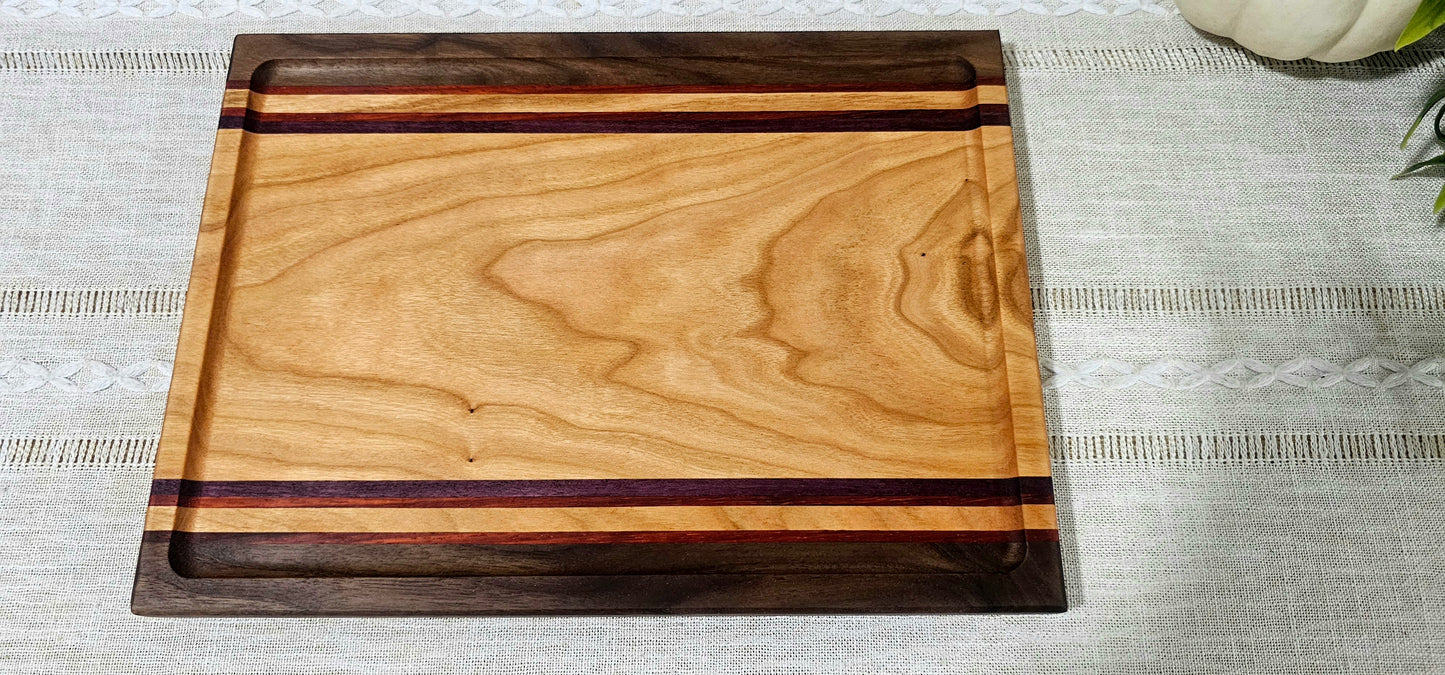 Exotic Catch All Tray made with African Padauk, Purple Heart, Walnut, and Cherry| Desk Organizer