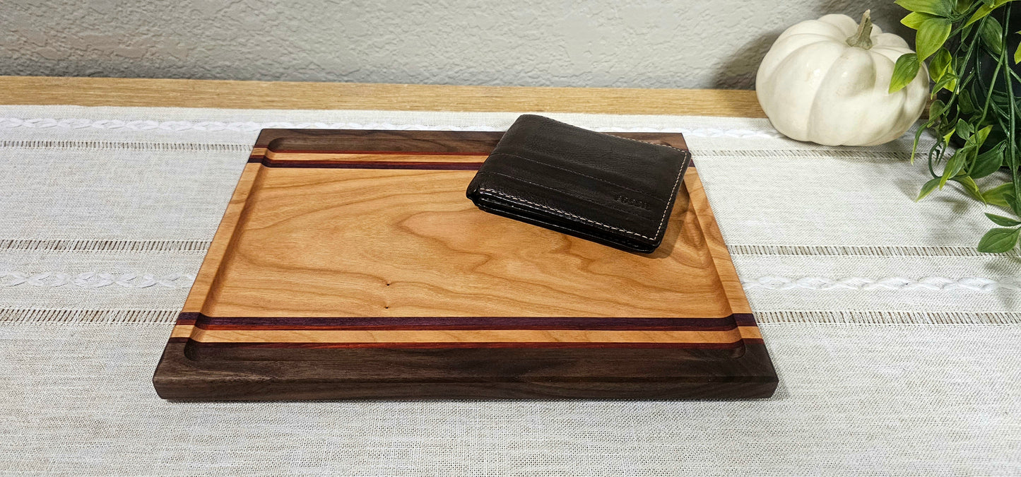 Exotic Catch All Tray made with African Padauk, Purple Heart, Walnut, and Cherry| Desk Organizer