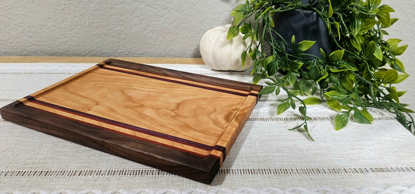 Exotic Catch All Tray made with African Padauk, Purple Heart, Walnut, and Cherry| Desk Organizer