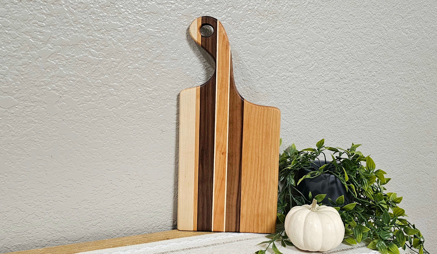 Face Grain Charcuterie Board with Multiple Woods Striped | Cherry, Maple, and Walnut Woods