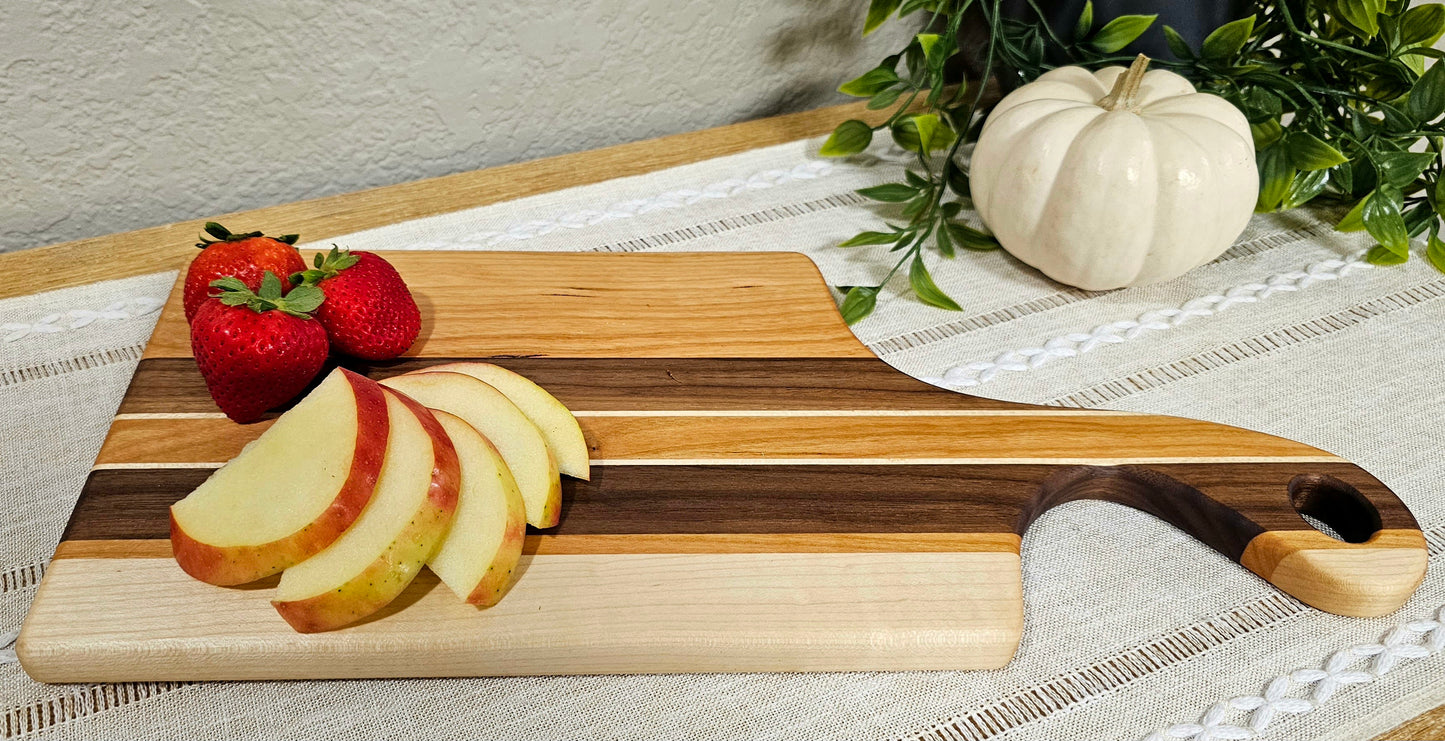 Face Grain Charcuterie Board with Multiple Woods Striped | Cherry, Maple, and Walnut Woods