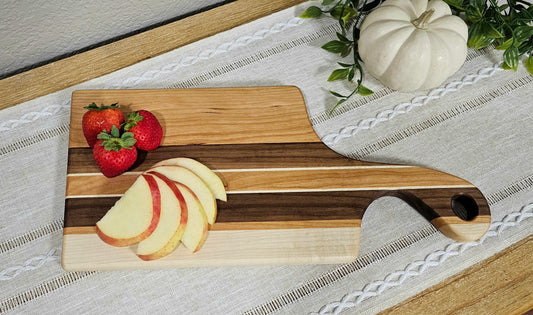 Face Grain Charcuterie Board with Multiple Woods Striped | Cherry, Maple, and Walnut Woods