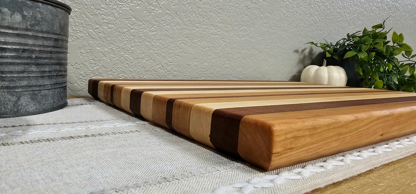 Large Patterned Cutting Board | Maple, Cherry, & African Sapele Woods