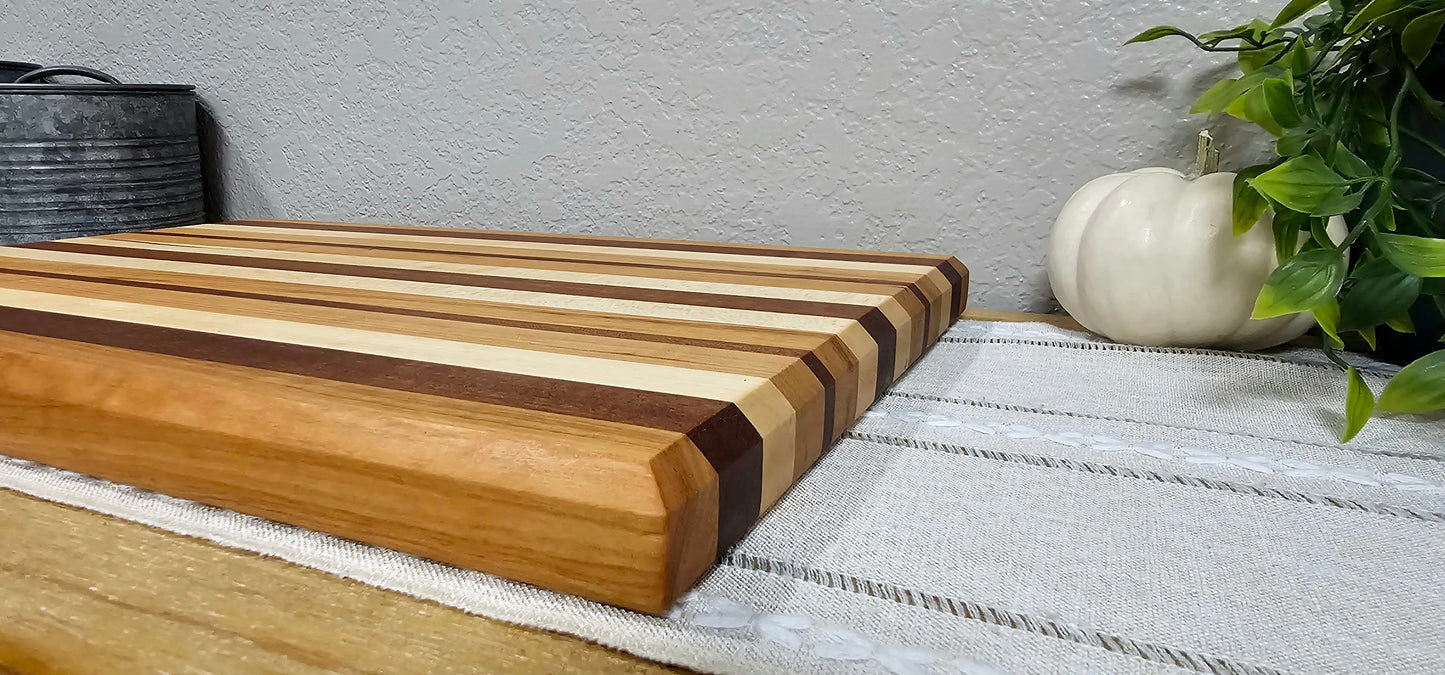 Large Patterned Cutting Board | Maple, Cherry, & African Sapele Woods