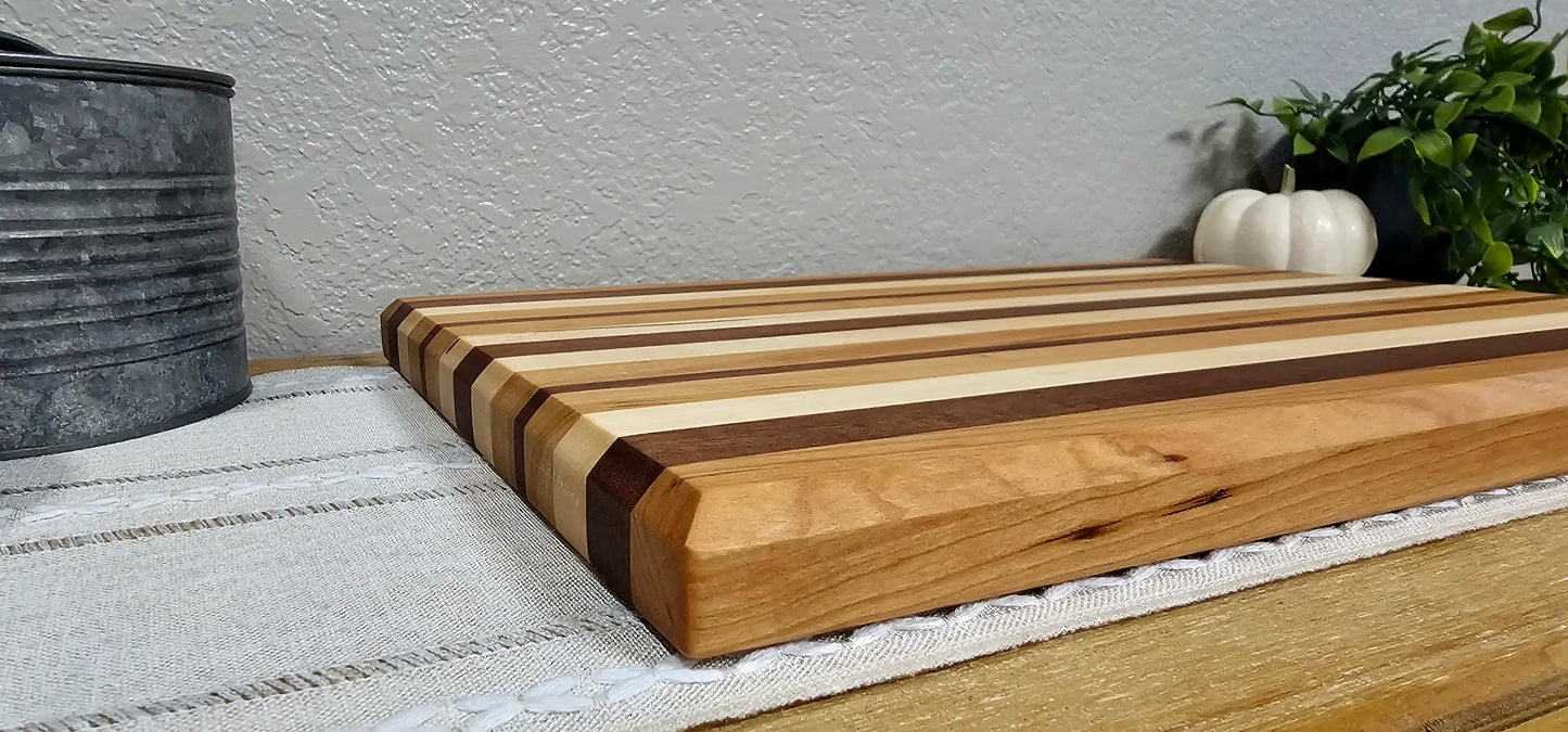 Large Patterned Cutting Board | Maple, Cherry, & African Sapele Woods