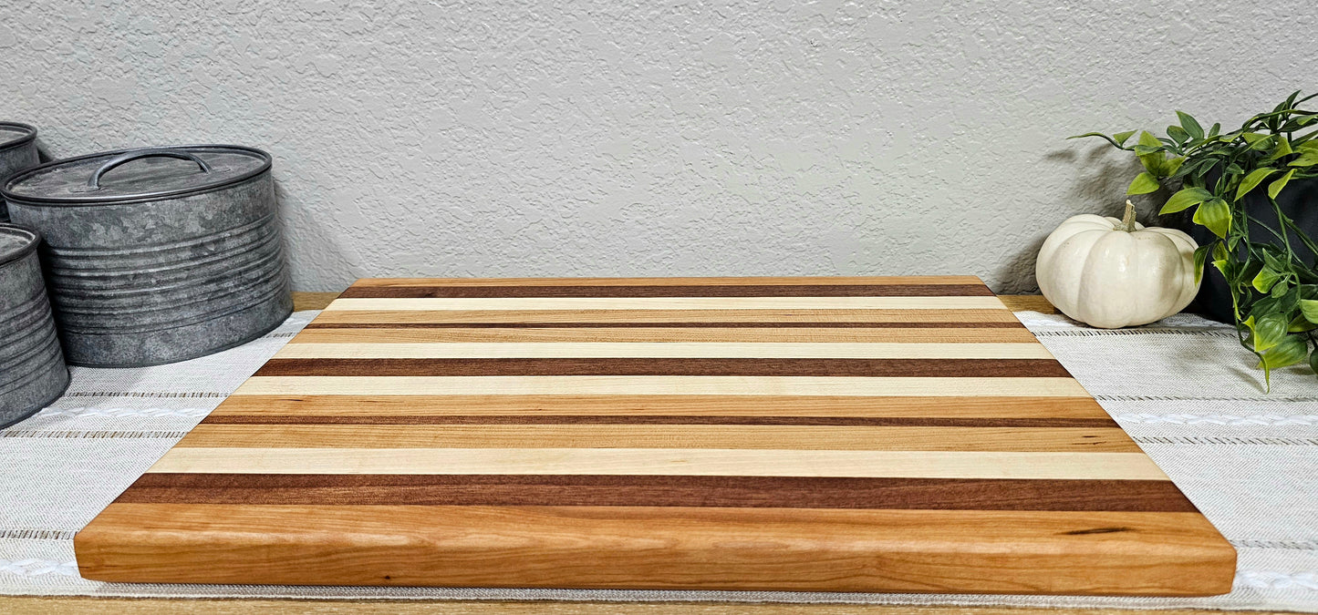 Large Patterned Cutting Board | Maple, Cherry, & African Sapele Woods