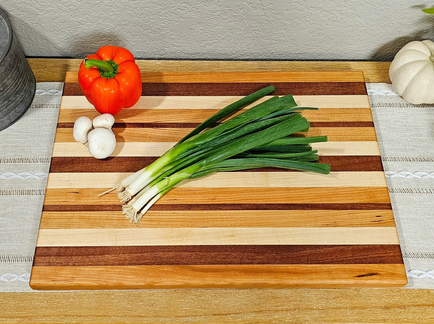 Large Patterned Cutting Board | Maple, Cherry, & African Sapele Woods