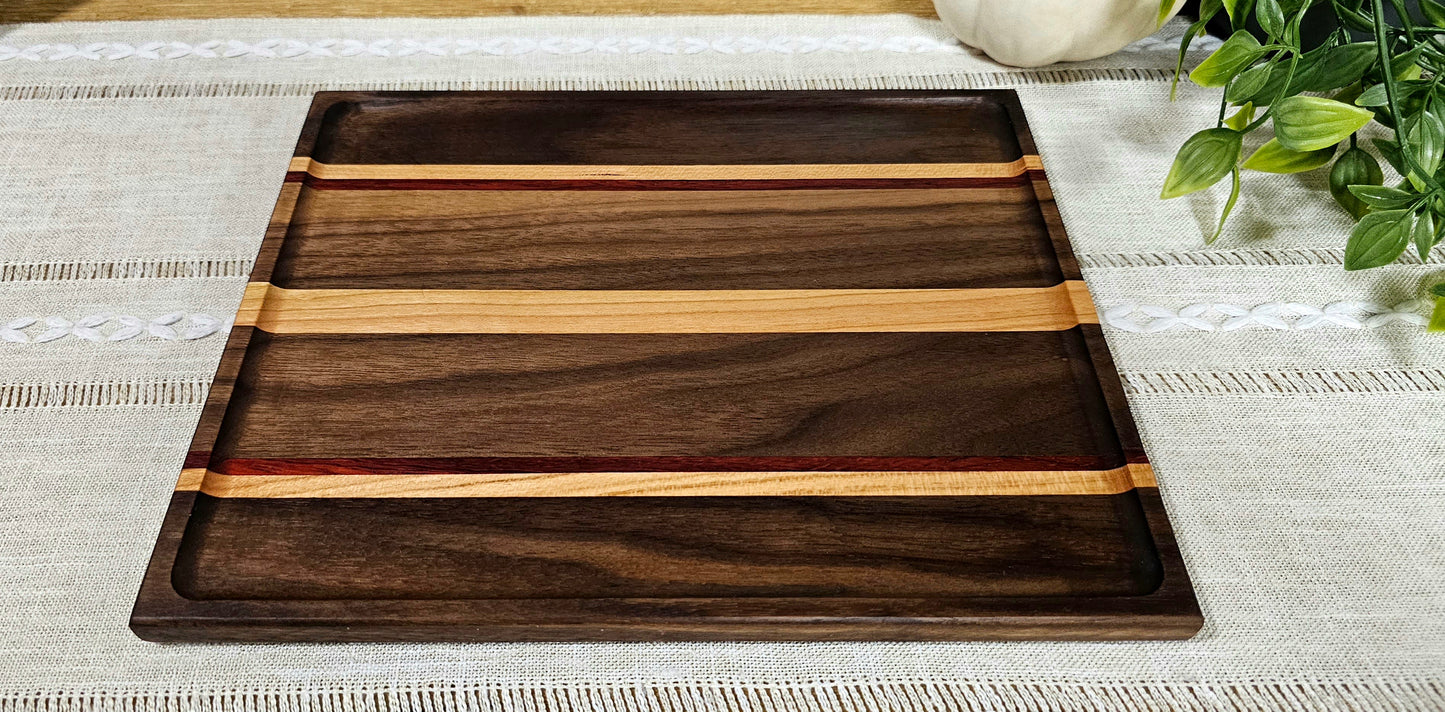 Exotic Catch All Tray made with Walnut, Cherry, and African Padauk Woods | Desk Organizer