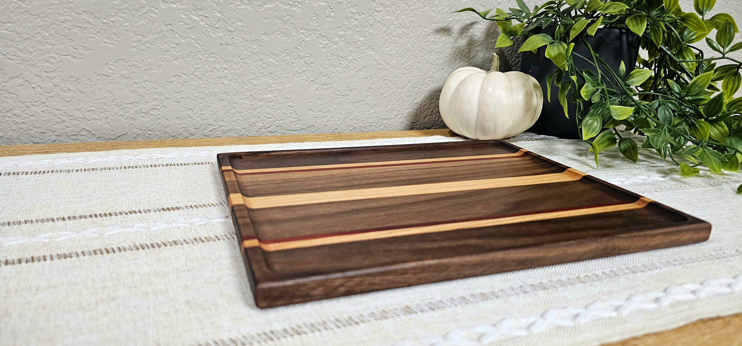 Exotic Catch All Tray made with Walnut, Cherry, and African Padauk Woods | Desk Organizer