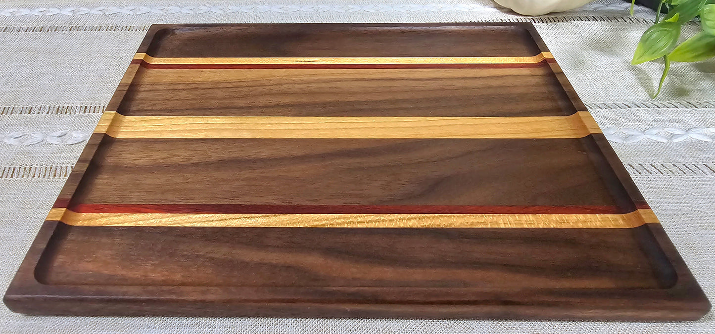 Exotic Catch All Tray made with Walnut, Cherry, and African Padauk Woods | Desk Organizer